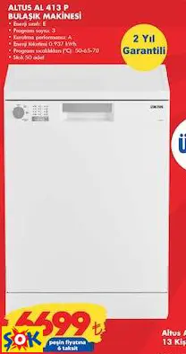 ALTUS AL 413 P BULAŞIK MAKİNESİ